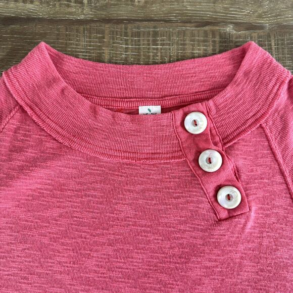 Free People Don't Forget Me button knit top coral large - Picture 5 of 9
